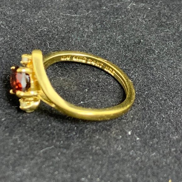 Vintage Lind 24KT HGE Garnet And Diamond Ring - Picture 8 of 10